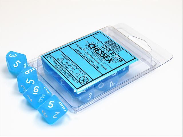 Frosted Caribbean Blue/white (10D10 Dice Set)
