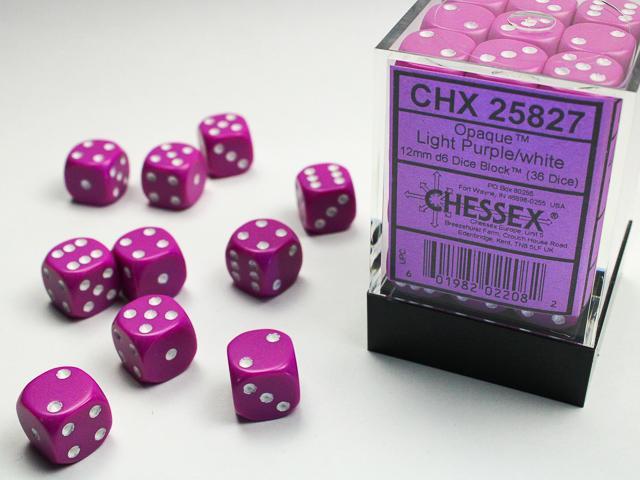Opaque Light Purple/white (12mm D6 Dice Set)