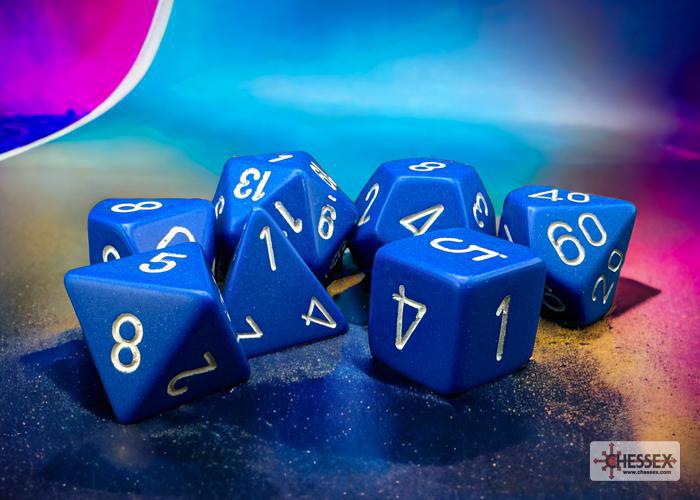 Opaque Blue/white (7-Die RPG Set)