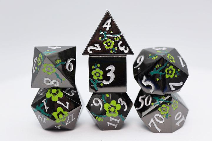 Metallic Bouquet: Black with Green Orchids (Metal 7-Die RPG Set)