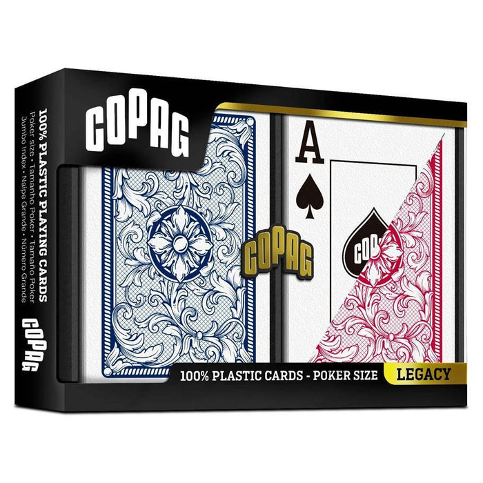 COPAG Legacy Red & Blue Plastic Poker Size Jumbo Index 2-Pack