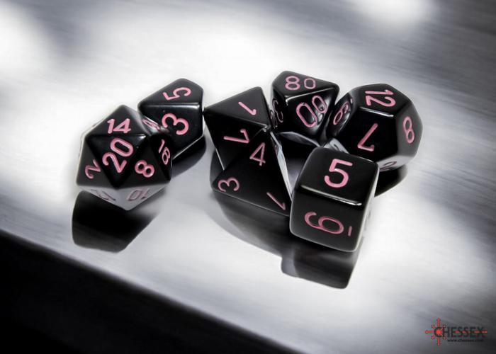 Opaque Black/pink (7-Die RPG Set)