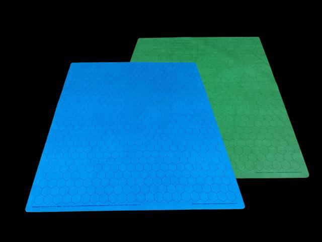 Two Color Reversible Battlemat - Green & Blue (1in Hexes)