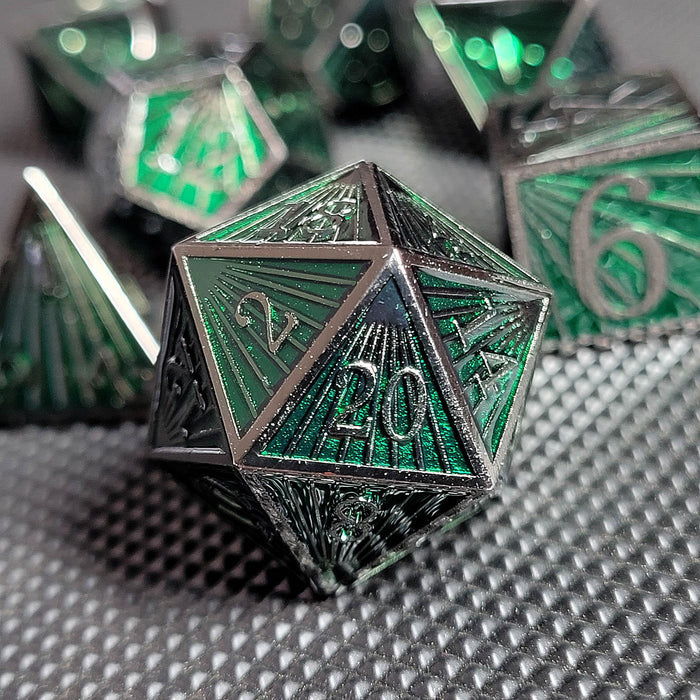 Deco Green Silver (Metal 7-Die RPG Set)