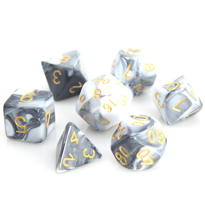 White and Black Marble (7-Die RPG Set)