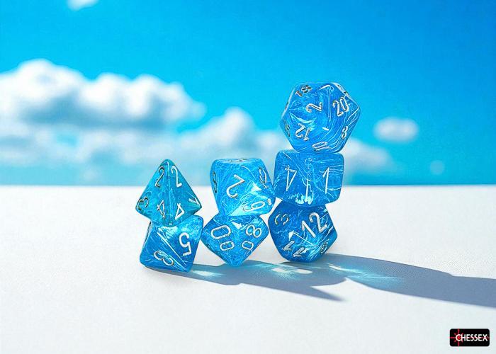 Luminary Sky/silver (Mega 7-Die RPG Set)