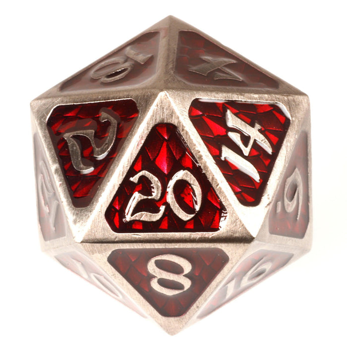 Dire d20 Drakona Gemtooth Tekalion (Metal Die)