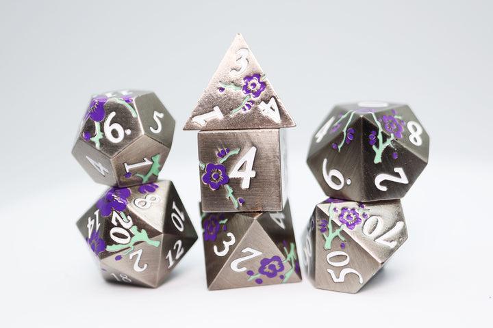 Metallic Bouquet: Silver with Purple Orchids (Metal 7-Die RPG Set)