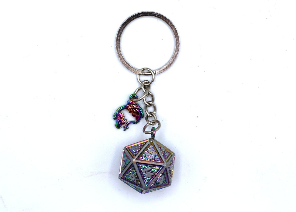 Draconis Rainbow Metal D20 Keychain