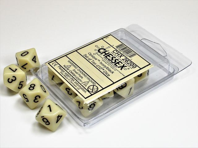 Ivory/black (10D10 Dice Set)