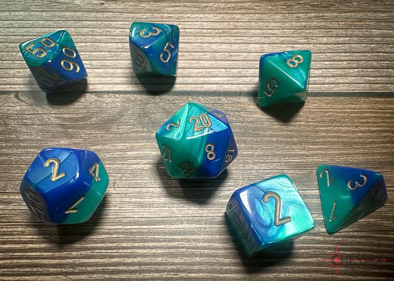 Gemini Blue-Teal/Gold (7-Die RPG Set)