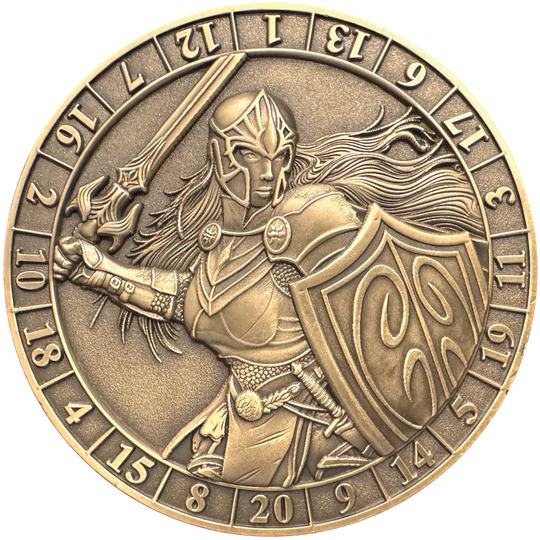 Dice Coin: d20 Female Human Fighter — Games Unlimited, LLC