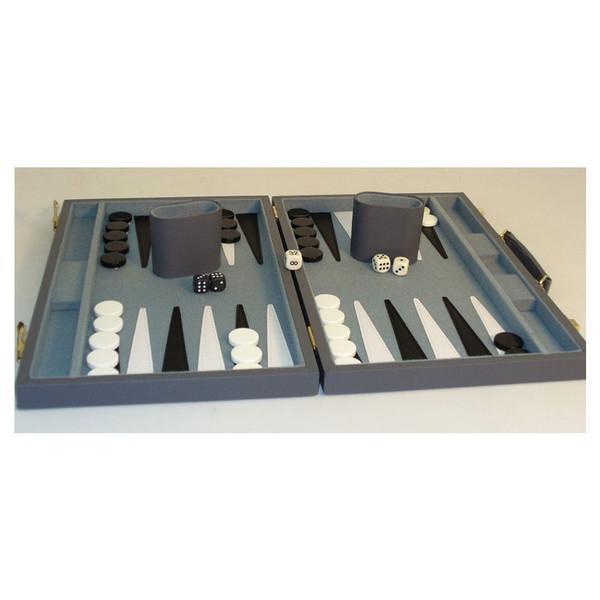 15" Grey Vinyl Attache Backgammon Set
