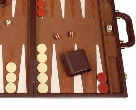 Engelhart - 250509 - Groot Luxe Backgammon 18 - 45 cm - Kunstleer & Viltinleg - Parelmoer Dobbelstenen & Fiches - Inclusief 2 Dobbelbekers - Strategiespel Engelhart - 250509 - Groot Luxe Backgammon 18 - 45 cm - Kunstleer & Viltinleg - Parelmoer Dobbelstenen & Fiches - Inclusief 2 Dobbelbekers - Strategiespel