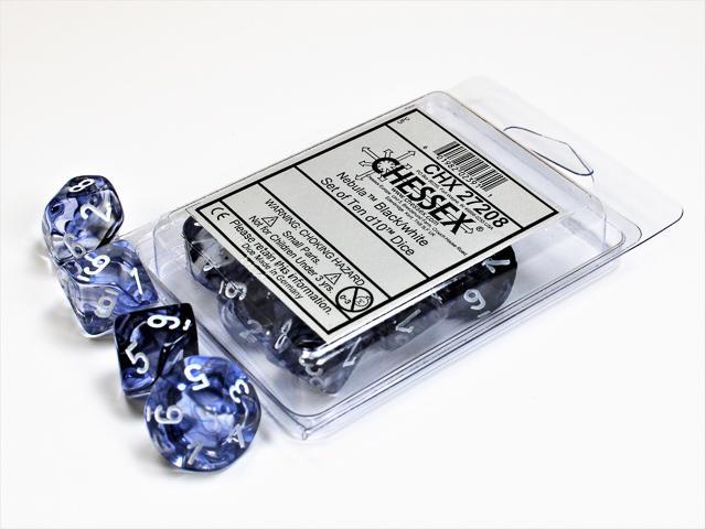 Nebula Black/white (10D10 Dice Set)