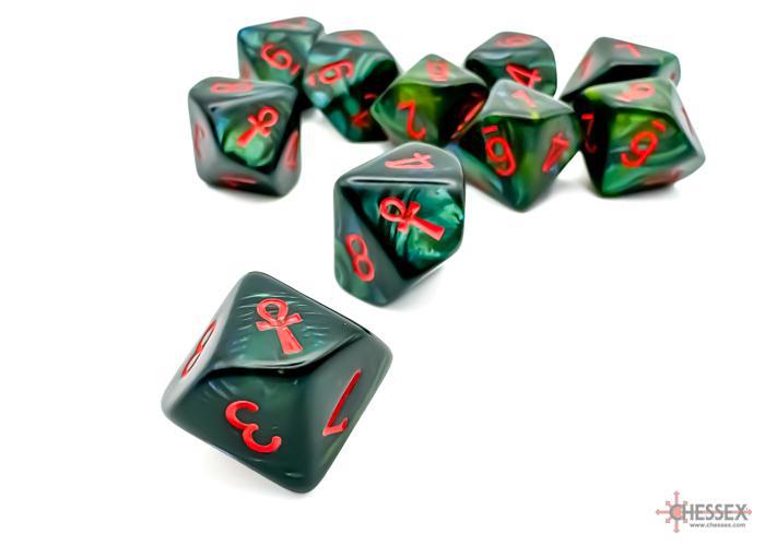 Scarab Jade/red Ankh (10D10 set)