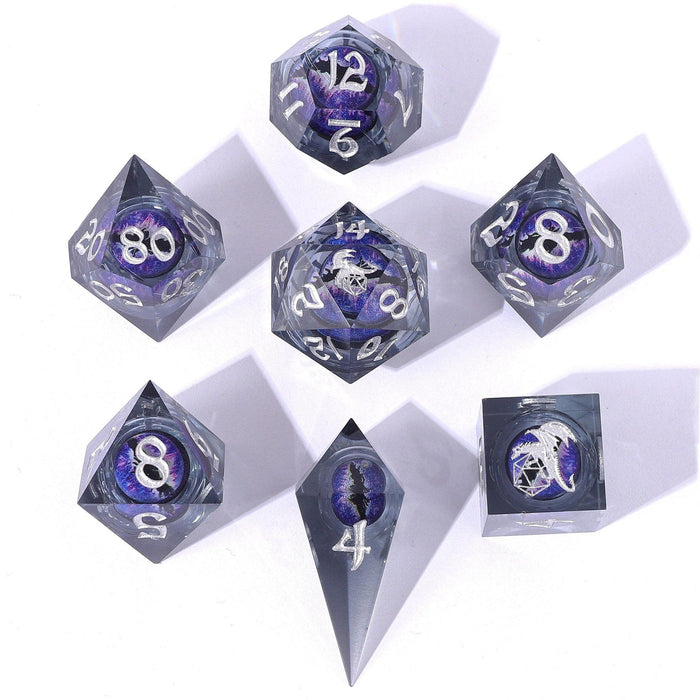 Always Watching: Dragon's Eye Purple Sharp Edge (Liquid Core RPG Dice Set)