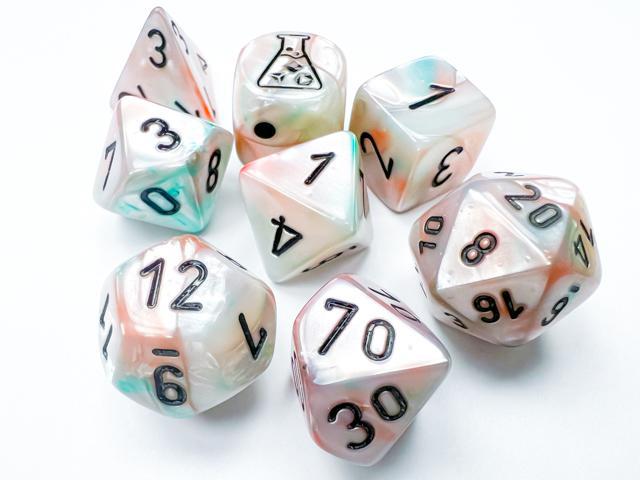 Lab Dice: Lustrous Sea Shell/black (8-Die RPG Set)