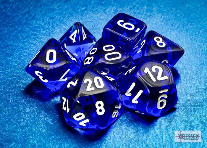 Translucent Blue/white (7-Die RPG Set)