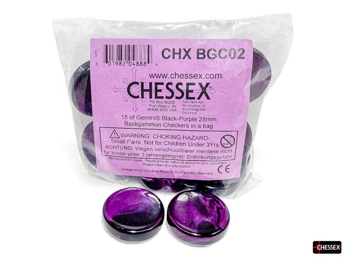 Gemini Black/purple Backgammon Pieces (28mm)