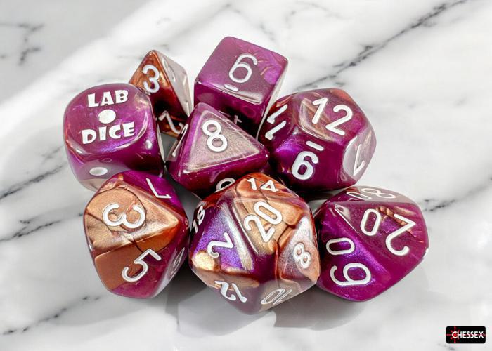 Lab Dice: Gemini Copper-Purple/white (8-Die RPG Set)