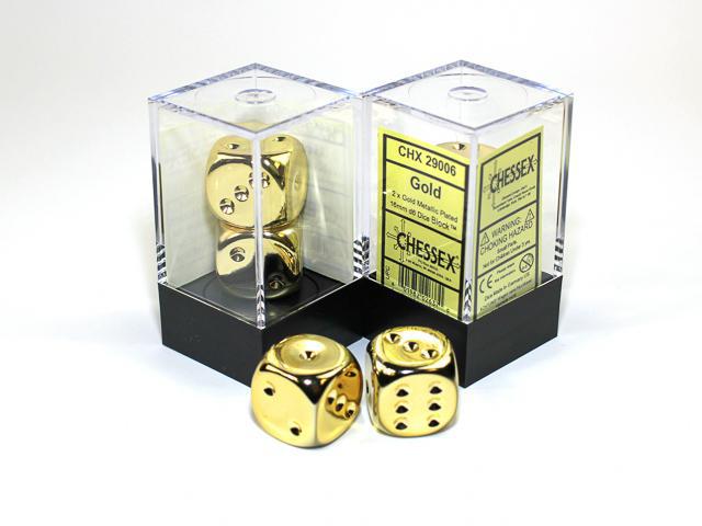 Gold Metallic Plated (16mm 2D6 Dice Set)
