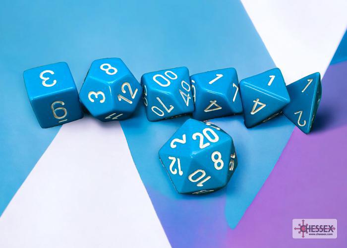 Opaque Light Blue/white (7-Die RPG Set)