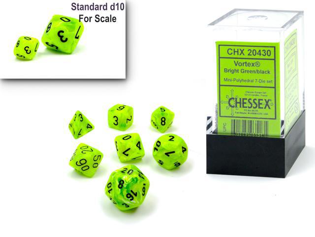 Vortex Bright Green/black (Mini 7-Die RPG Set)