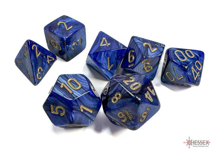 Scarab Royal Blue/gold (7-Die RPG Set)
