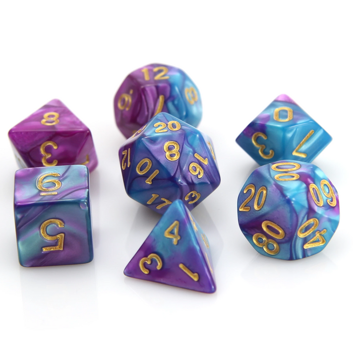 Purple and Turqouise Marble (7-Die RPG Set)