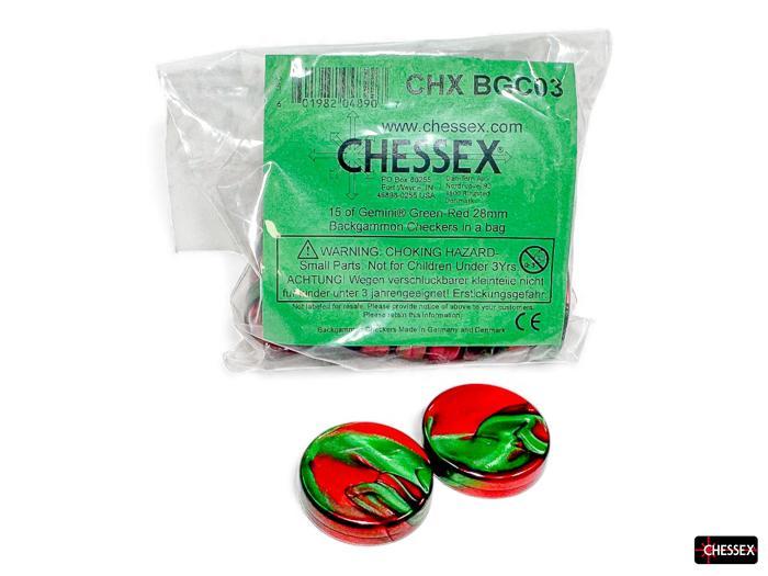 Gemini Green/red Backgammon Pieces (28mm)