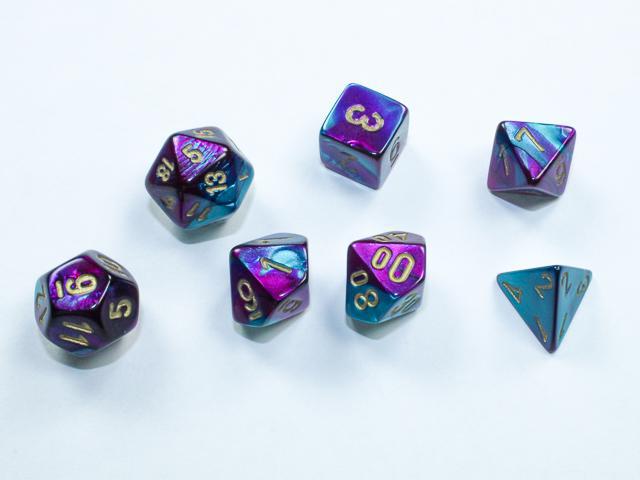 Gemini Purple-Teal/gold (Mini 7-Die RPG Set)