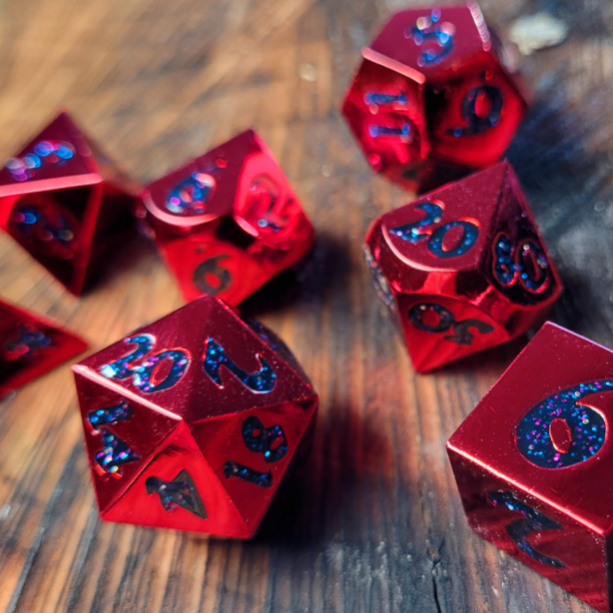 Lore Polished Red w/ Starry Mica (7 Die Metal Set)