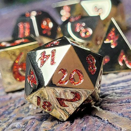 Signature Gold w/ Red Glitter (Metal 7-Die RPG Set)