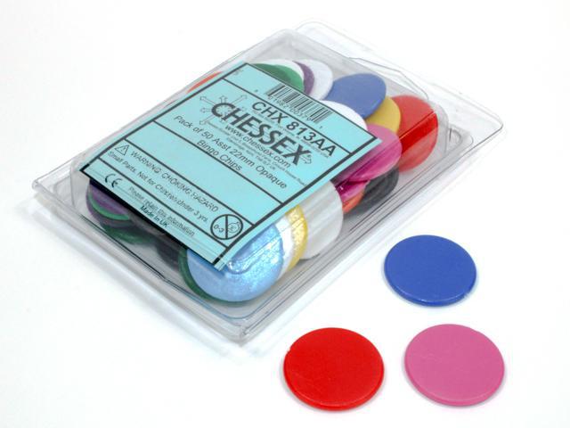 50 22mm Opaque Bingo Chips Assorted Colors