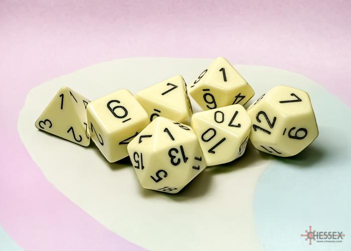 Opaque Pastel Yellow/black (7-Die RPG Set)
