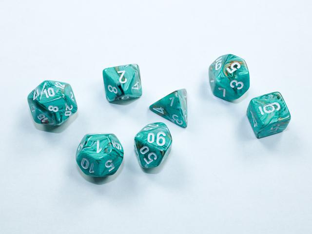 Marble Oxi-Copper/white (Mini 7-Die RPG Set)