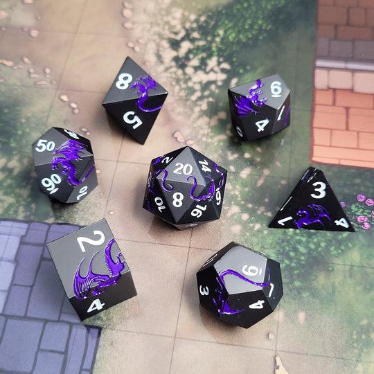 Dragon's Flight Gun Metal/Purple (Metal 7-Die RPG Set)