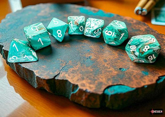 Marble Oxi-Copper/white (Mega 7-Die RPG Set)