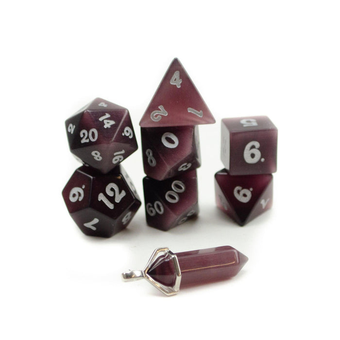 Purple Cat's Eye (Semi-Precious Gemstone 7-Die RPG Set)