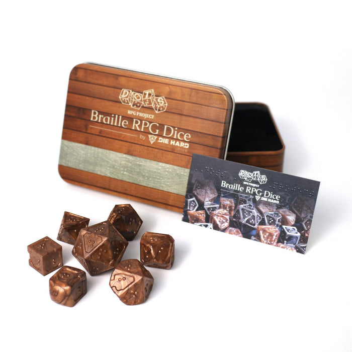 DOTS Braille Acrylic - Molten Bronze (7-Die RPG Set)