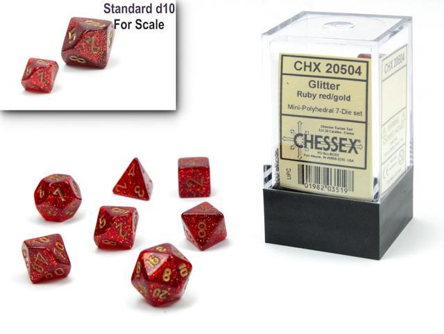 Glitter Ruby Red/gold (Mini 7-Die RPG Set)