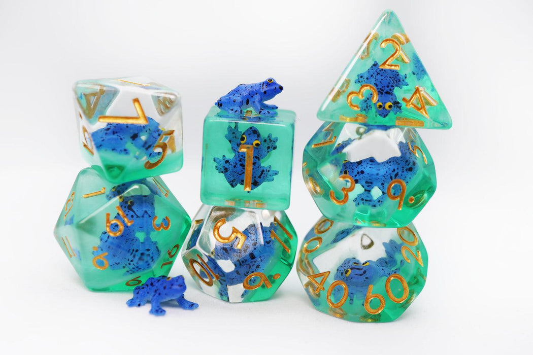 Dark Blue Frog (7-Die RPG Set)