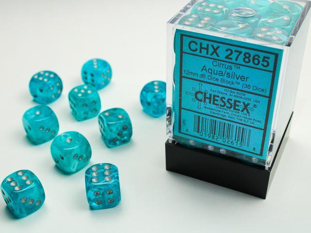 Cirrus Aqua/silver (12mm D6 Dice Set)