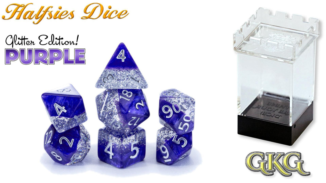 Halfsies: Glitter Purple (7-Die RPG Set)