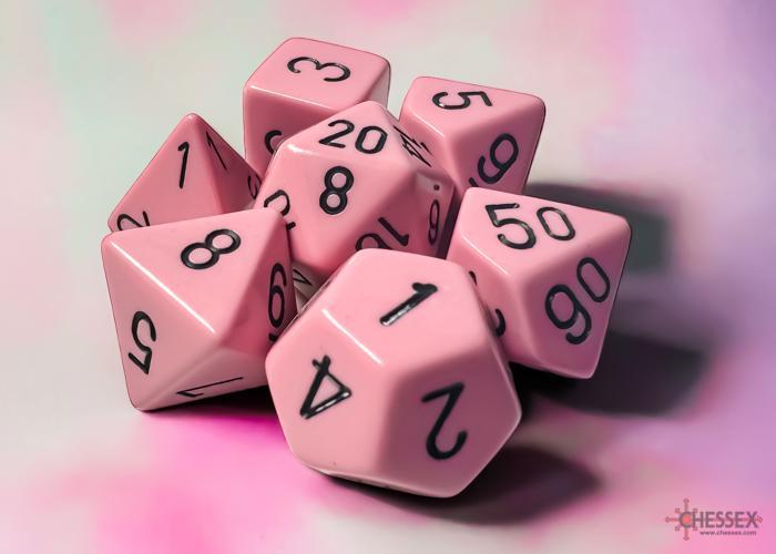 Opaque Pastel Pink/black (7-Die RPG Set)