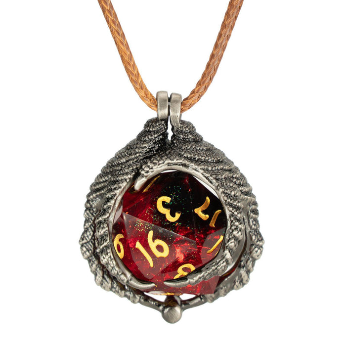 Silver Dragon Claw Necklace w/d20