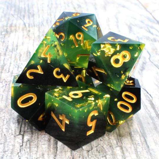 Green and Black/gold (Resin 7-Die RPG Set)