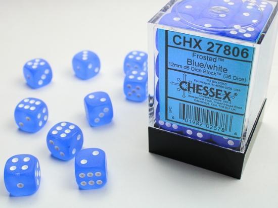 Frosted Blue/white (12mm D6 Dice Set)