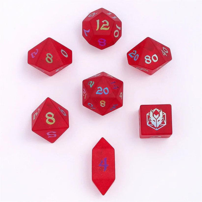 Frosted Red (Glass 7-Die RPG Set)
